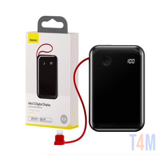 POWER BANK BASEUS MINI S BS-P1002C (PPXF-A01) CON CABLE IP 2 ENTRADAS/4 SALIDAS 10000MAH 15W 3A NEGRO